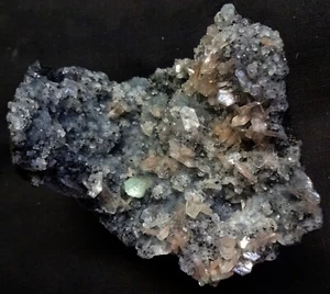 STUNNING STILBITE & APOPHYLLITE CRYSTALS IN CORAL CHALCEDONY GEODE MATRIX MINERA - Picture 1 of 4