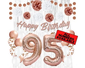 Rose Gold 95th Birthday Decorations for Girls - 40" Number Balloons & More - Picture 1 of 5
