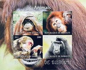 DJIBOUTI WILD ANIMALS IMPERF STAMPS SHEET 2011 MNH PRIMATE MONKEY FAUNA WILDLIFE - Picture 1 of 1