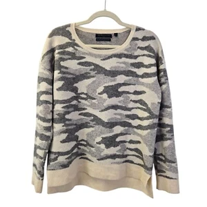 Suéter Cuello Redondo Estampado Camuflaje Mezcla Lana y Cachemira Marrón Allan Talla Mediana - Imagen 1 de 5