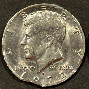 1972 D Clipped Planchet Kennedy Half Dollar / Mint Error / Blakesley Effect - Picture 1 of 22