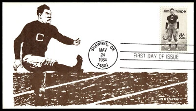 1984 Jim Thorpe FDC Carlisle Indian School Athlete Natsport Cachet - Image 1 of 2