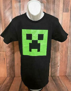 NEW Mojang Jinx Minecraft Boys Black Green CREEPER Short Sleeve Shirt Medium