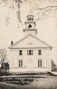 Postal LP69 Swansea Center Massachusetts Primera Iglesia Cristiana RPPC 1916 - Imagen 1 de 2