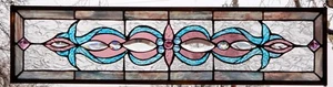 Stained Glass Transom window HANGING PANEL 32 X 9  incl hooks - Picture 1 of 5