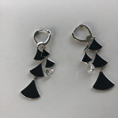 925 Sterling Silver Earrings Blue Crystal Zircon Fashion Earrings For Women. New - Image 1 of 4