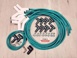 Teal 45 135 Ceramic 8mm Spark Plug Wire Kit Set High Temperature Silicone v8 HEI - Picture 1 of 1