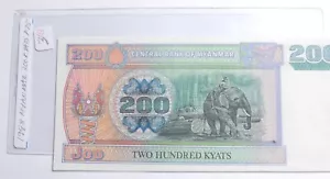 1998 MYANMAR 200 KYATS BANK NOTE #113 - Picture 1 of 2