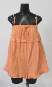 New In Women's Very J Straight Neck One Piece Short Romper EG7 Peach Small NWT - Picture 1 of 4