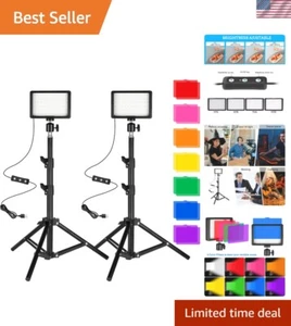 2 Pack LED Video Light Photography Lighting Kit with Tripod Colored Filters NEW - Picture 1 of 15