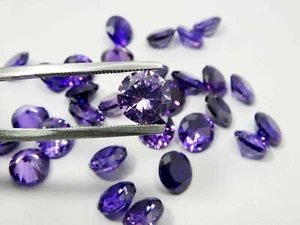 Purple Amethyst 7 mm Calibrated Round Cut ,Lab Created Loose Gemstone Lot - Picture 1 of 7