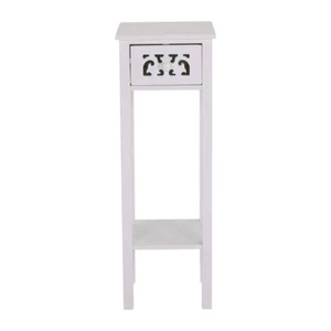 Tall Night Stand Narrow End Table Slim Bedside Table Drawer Cabinet &Shelf White - Picture 1 of 6