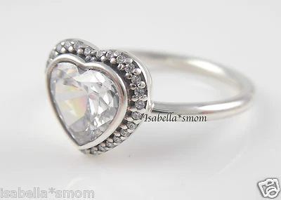Luccicante Love 100% Originale Pandora Trasparente Cubica Pietre Cuore Anello - Immagine 1 di 4