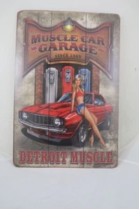 LARGE WOODEN MUSCLE CARE GARAGE SIGN 40CM X 60CM. Licensed MANCAVE CAMARO - Foto 1 di 2