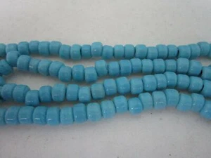 Turquoise Opague Glass Crow Pony Beads Jewelry Craft Necklace 100 pcs 9 x 6MM - Picture 1 of 1