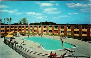 Postcard ME Holiday Inn Portland Maine Exterior View Pool People Sunny Swimming - Picture 1 of 2