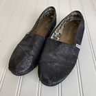 Tom’s Black Sparkle Glitter Shine Flats Shoes 4.5Y Girls Ladies Canvas