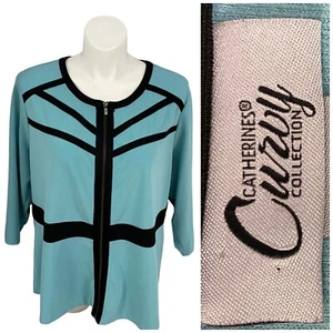 Catherines Blazer Womens Size 26W Blue Zip Up Work Office Professional Jacket - Picture 1 of 14