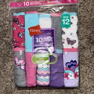 Hanes Girls Tagless Bikinis, 10 pack, Size 12 - Picture 1 of 3