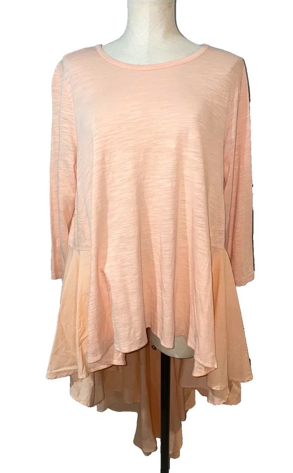 Túnica Diane Gilman para mujer Mix Media alta baja talla 1X falda plisada dobladillo cuello barco Foto 1 de 4