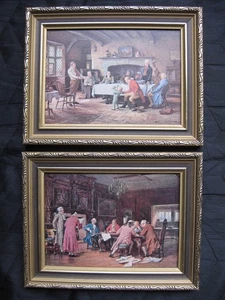 Pair Vintage Framed Classical Oil Painting Reproductions Art Prints - Picture 1 of 9