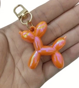 NEW KAWAII PEARLY ORANGE BALLOON DOG KEYRING WITH GOLD CLIP KEYCHAIN NORDIC - Picture 1 of 4