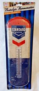 Chevron Gas & Oil Nostalgic Standard Station Metal Tin Thermometer 5.5" x  17" - Picture 1 of 4