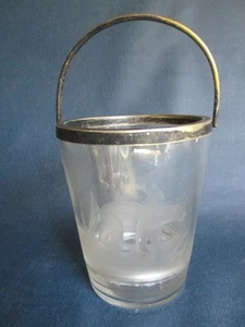 Vintage Glas Eiskübel geätzt Eisbär Gletscher MCM Eimer Kunstglas - Bild 1 von 10