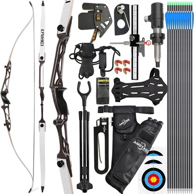 66" 68" 70" Archery Recurve Bow Takedown 12-40lbs Limbs Adult Target Shooting - Image 1 of 4