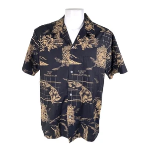 Howie Hawaiihemd Large Chart Of The Hawaiian Isles Karte Inseln Statue schwarz - Bild 1 von 6