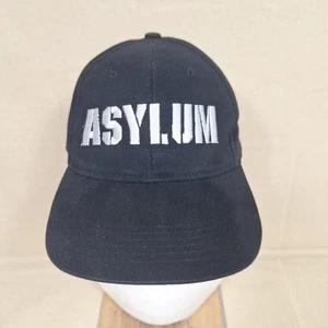 ASYLUM Embroidered in Silver Thread on Black Adjustable Strap Back Ball Cap Hat - Picture 1 of 10