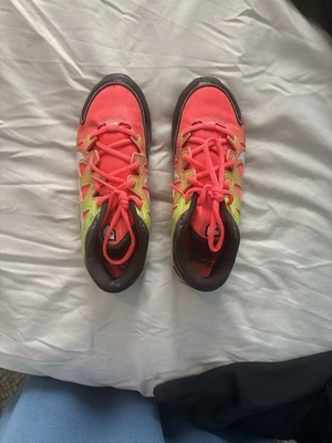 Nike Girls' Softball Cleats, Size 4. Cool Neon Colors. Gently Used. Smoke Free - Image 1 of 4