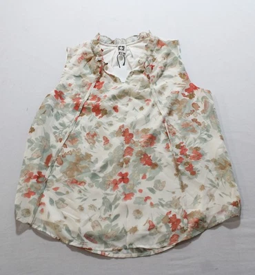 Blusa para mujer Anne Klein estampado floral con volantes y cuello BL1 paloma blanca multi mediana Foto 1 de 3