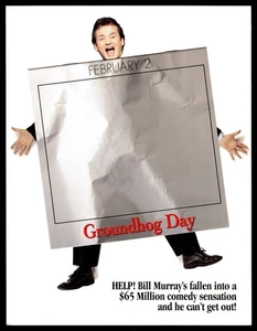 GROUNDHOG DAY Fold-Out Home Video Movie Rental Store Promo Print Ad Bill Murray - Picture 1 of 5