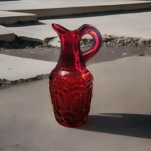 Vintage L.E. Smith Moon And Star Cruet Flasche ohne/Stopfen dunkelrot wunderschön - Bild 1 von 9