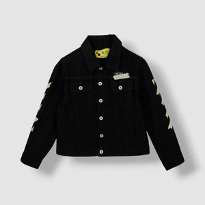 Off-White Kids Boys Black Paper Tape Arrow-motif Denim Shirt Jacket Coat Size 8 - Picture 1 of 3