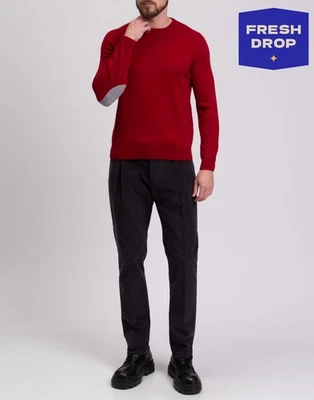 RRP €540 MALO OPTIMUM Cashmere & Wool Jumper Size XXL Red Melange Elbow Patches - Image 1 of 4