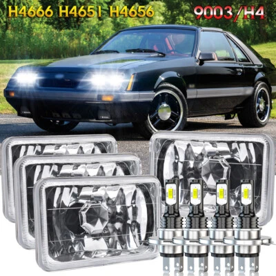 4PCS 4x6'' inch LED Headlights High/Low Sealed Beam For Ford Mustang 1979-1986 Foto 1 de 4