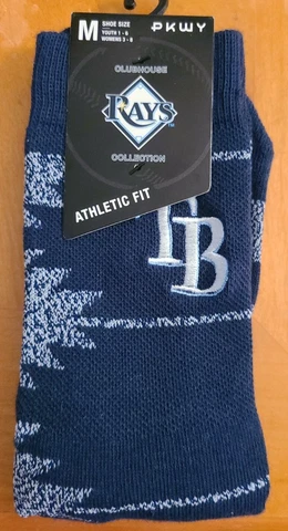 NEW PKWY Tampa Bay Rays Geo Crew Socks sz M shoe sz Youth 1-6/Womens 3-8 NWT Cover