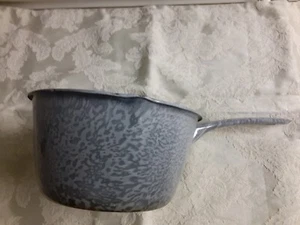 Vintage Splatterware Grey Enamel Sauce Pan - Picture 1 of 4