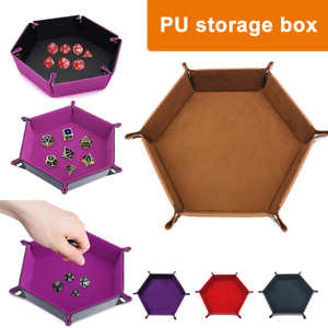 Hexagon Collapsable Folding Dice Tray PU Leather & Velvet Inter Game Tray NZF
