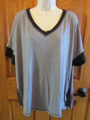 NUEVO Top con cremallera lateral-gris/negro talla XL-funciona manga corta grande para mujer Avon-SOFT Foto 1 de 4