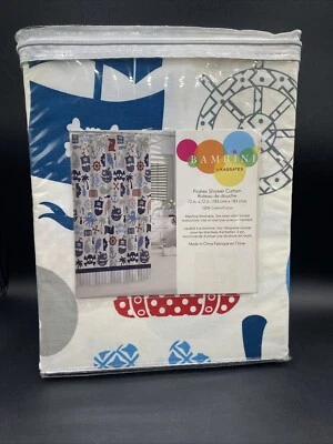 Bambini By Kassatex Pirates Shower Curtain 72"x72" NIP 100% Cotton 183 X 183 cm - Image 1 of 4