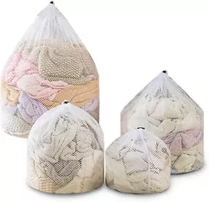 4 pcs Commercial Mesh Laundry Bag - Sturdy Mesh Material with Drawstring Clos... - Picture 1 of 3