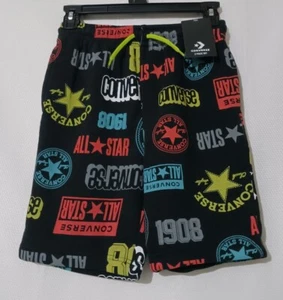 BRAND NEW Boy's Converse Black Multicolor Signature Sweatpant Short Sz. Medium  - Picture 1 of 6