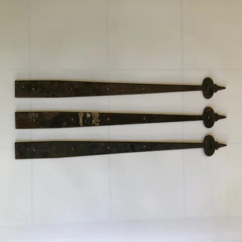 22” VINTAGE BARN DOOR STRAP DUMMY HINGE LOT OF 3 RUSTY IRON METAL Cover