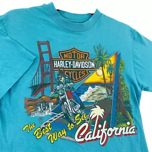 Camiseta Harley Davidson 1989 vintage talla M Cruising California Ted Phelps azul - Imagen 1 de 10