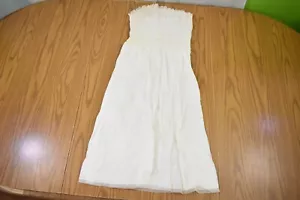 VTG 70s Sleeveless Strapless White Dress 40 Drop Waist Tulle Schnank's - Picture 1 of 8