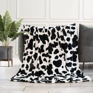 Cow Print Throw Blanket Soft Fleece Cozy Lightweight Blanket, 50"x60" - Picture 1 of 8