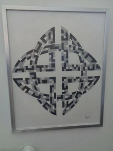 OP-Art Grafik, Geom. Komposition, Symbolik, CELTIC CROSS, Burgschat - Bild 1 von 3